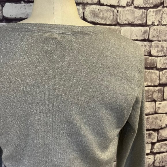 Worthington Crew Neck Silver Metallic Sweater Size PM - Picture 7 of 9